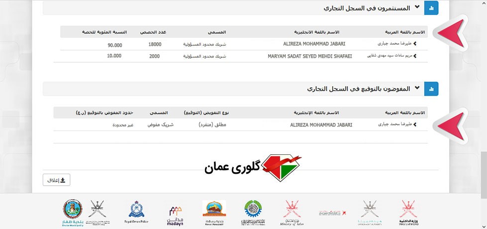 صحت سنجی نام و مشخصات شرکت در عمان5